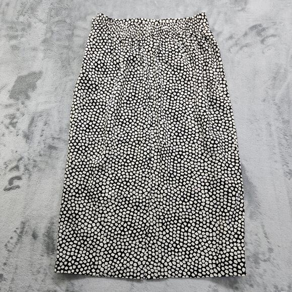 Vintage 80s Francesca of Damon Skirt Set Size 8 Black White Silk Peplum Pencil - Picture 11 of 16